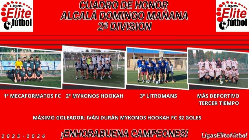 CUADRO DE HONOR ALCALÁ DOMINGOS MAÑANA 2ª DIVISIÓN